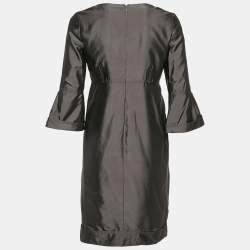 Pre Owned Burberry London Grey Silk Blend Pleated Short Dress S