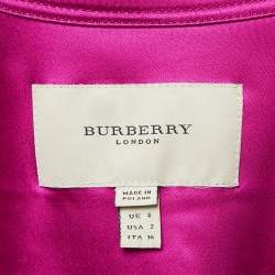 Pre Owned Burberry London Pink Satin Belted Pocket Detail Short Dress XS