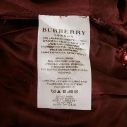 Pre Owned Burberry London Burgundy Leather Quilted Trench Coat S
