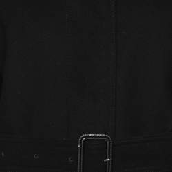 Pre Owned Burberry Black Wool Blend Belted Trench Coat L