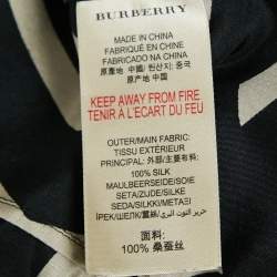 Burberry London Black Printed Silk Button Front Shirt XS