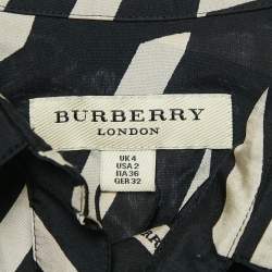 Burberry London Black Printed Silk Button Front Shirt XS