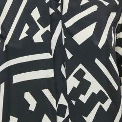 Burberry London Black Printed Silk Button Front Shirt XS