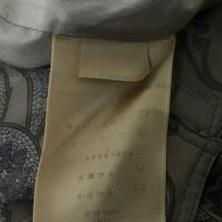 Burberry London Grey Printed Crepe Tie-Up Waist Pleated Top S