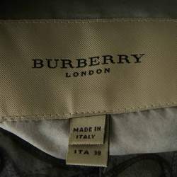 Burberry London Grey Printed Crepe Tie-Up Waist Pleated Top S