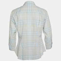 Pre Owned Burberry London Blue Tartan Checks Cotton Button Front Shirt M