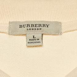 Burberry London Cream Cotton Pique Polo T-Shirt L