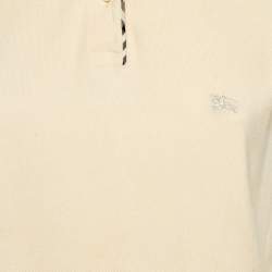 Burberry London Cream Cotton Pique Polo T-Shirt L