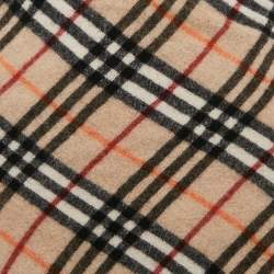 Pre Owned Burberry London Purple Label Beige Diagonal Checks Mohair Blend Buckle Mini Skirt XS