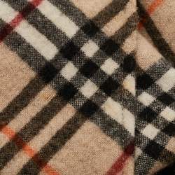 Pre Owned Burberry London Purple Label Beige Diagonal Checks Mohair Blend Buckle Mini Skirt XS