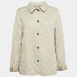 Burberry London Beige Synthetic Quilted Jacket M