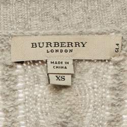 Pre Owned Burberry London Grey Cable Knit Round Neck Sweater XS
