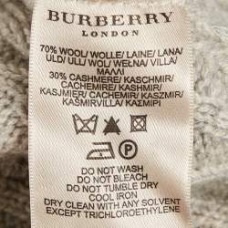 Pre Owned Burberry London Grey Cable Knit Round Neck Sweater XS