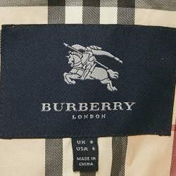 Pre Owned Burberry London White Nylon Double Breasted Trench Coat M