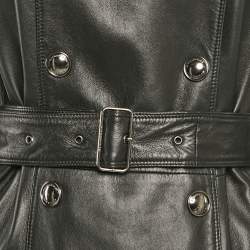 مملوكة مسبقًا Burberry London Black Leather Double Breasted Trench Coat S