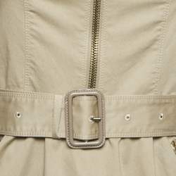Pre Owned Burberry London Beige Cotton Belted Sleeveless Mini Dress S