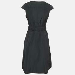 Pre Owned Burberry London Black Synthetic Double Breasted Sleeveless Short Dress S