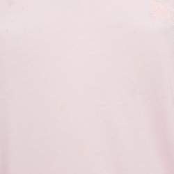 Pre Owned Burberry Pink Logo Embroidered Cotton V-Neck T-Shirt L