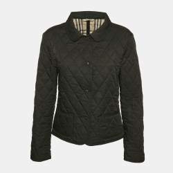 Burberry London Black Button Front Quilted Jacket M