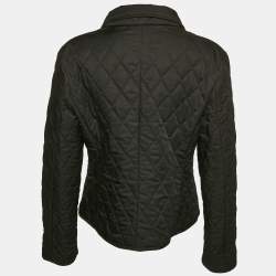 Burberry London Black Button Front Quilted Jacket M