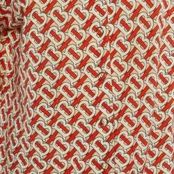 Burberry Cream & Red Monogram Printed Wool Cardigan XL