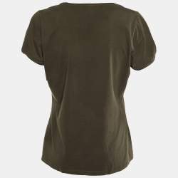 Burberry Dark Green Logo Embossed Cotton Knit T-Shirt XL