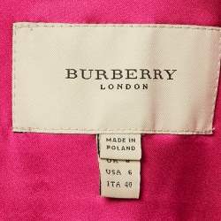 Burberry London Pink Satin Belted Pocket Detail Sheath Dress S