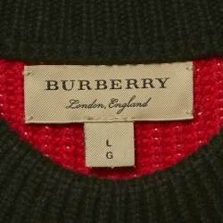 Burberry Red Rib Knit Long Sweater Vest L