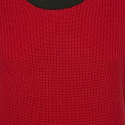 Burberry Red Rib Knit Long Sweater Vest L