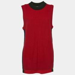 Burberry Red Rib Knit Long Sweater Vest L