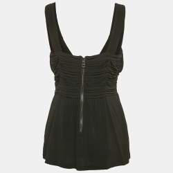 Burberry London Black Jersey Draped V-Neck Top M
