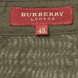 Burberry London Vintage Olive Green Button Front Blouse L