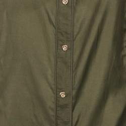 Burberry London Vintage Olive Green Button Front Blouse L