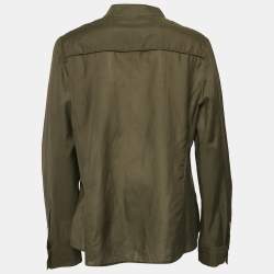 Burberry London Vintage Olive Green Button Front Blouse L