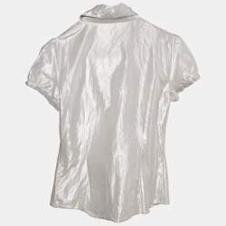 Burberry London Silver Lamé Button Front Shirt XS