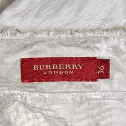 Burberry London Silver Lamé Button Front Shirt XS