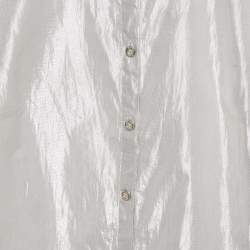 Burberry London Silver Lamé Button Front Shirt XS