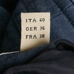 Pre Owned Burberry London Navy Blue Jacquard Pleated Mini Wrap Skirt M
