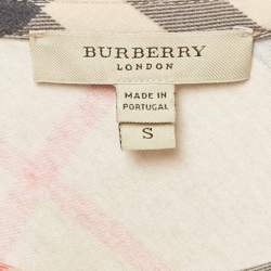 Burberry London Beige Tartan Check Print Cotton Long Sleeve Top S
