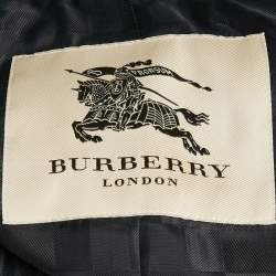 Pre Owned Burberry London Blue Velvet Collar Wool Coat L