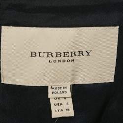 Pre Owned Burberry London Black Cotton Gabardine Double Breasted Short Dress S