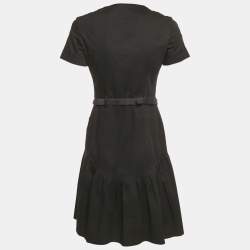 Pre Owned Burberry London Black Cotton Gabardine Double Breasted Short Dress S
