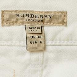 Pre Owned Burberry White Denim Straight Fit Jeans M Waist 32" 