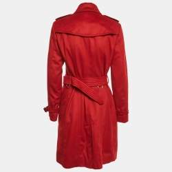 Pre Owned Burberry Red Cashmere Trench Coat M