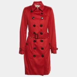Pre Owned Burberry Red Cashmere Trench Coat M