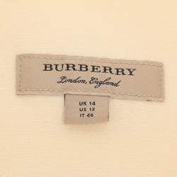 Pre Owned Burberry Beige Wool Blend Belted Midi Dress L