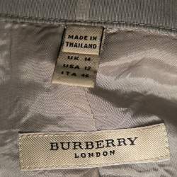Pre Owned Burberry London Grey Checkered Cotton Belted Shirt Dress L
