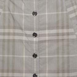 Pre Owned Burberry London Grey Checkered Cotton Belted Shirt Dress L
