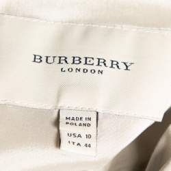 Pre Owned Burberry London Beige Cotton Pleated Front Crew Neck Flared Dress M