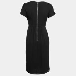 Pre Owned Burberry London Black Silk Gathered Waist Short Sleeve Dress S